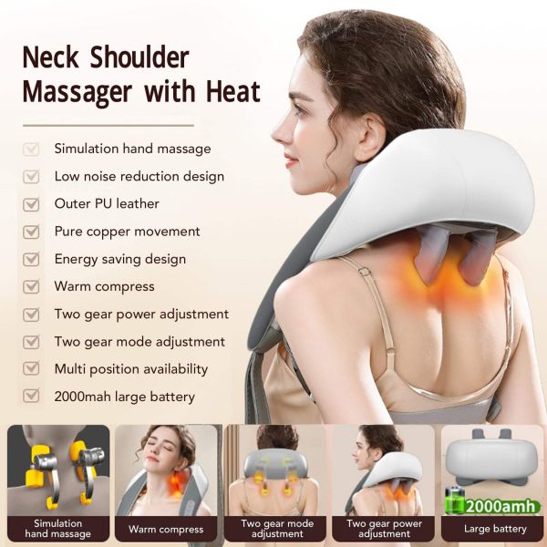 Neck Massage Apparatus U Shape Shiatsu Kneading Back Fatigue Cervical Heating Relaxation