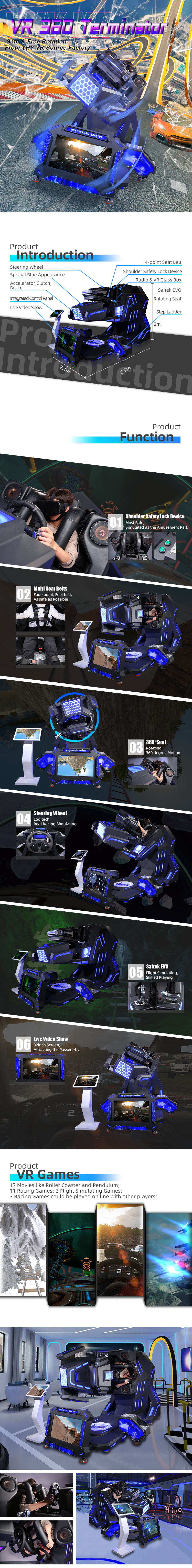 360 Degree VR Racing and Flight Simulator with Logitech Wheel & PXN Joystick