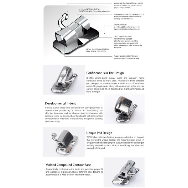 Первая молярная серебряная зубная трубка Бэгг Ортодонтическая МБТ Букальная трубка