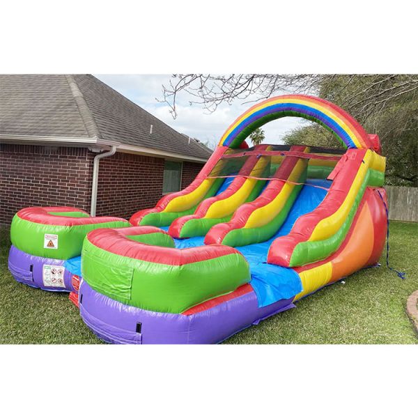 Inflatable Slip And Slide Into Pool Two Lane , Commercial Grade Blow Up Slide Rental