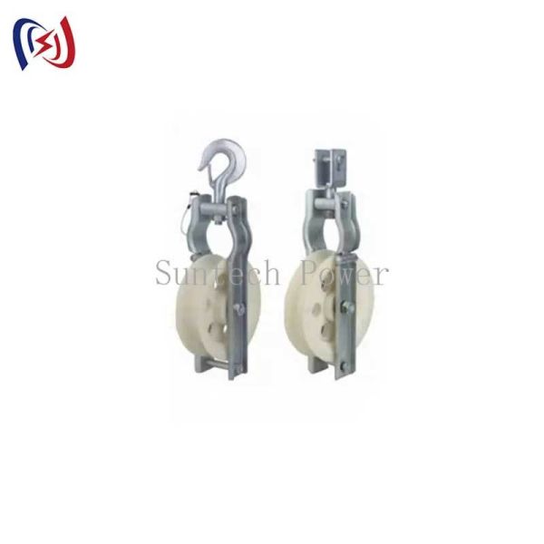 Bloque de polea simple de aleación de aluminio para tendido con polea de 75 mm o 100 mm y vida útil de un año para líneas de transmisión
