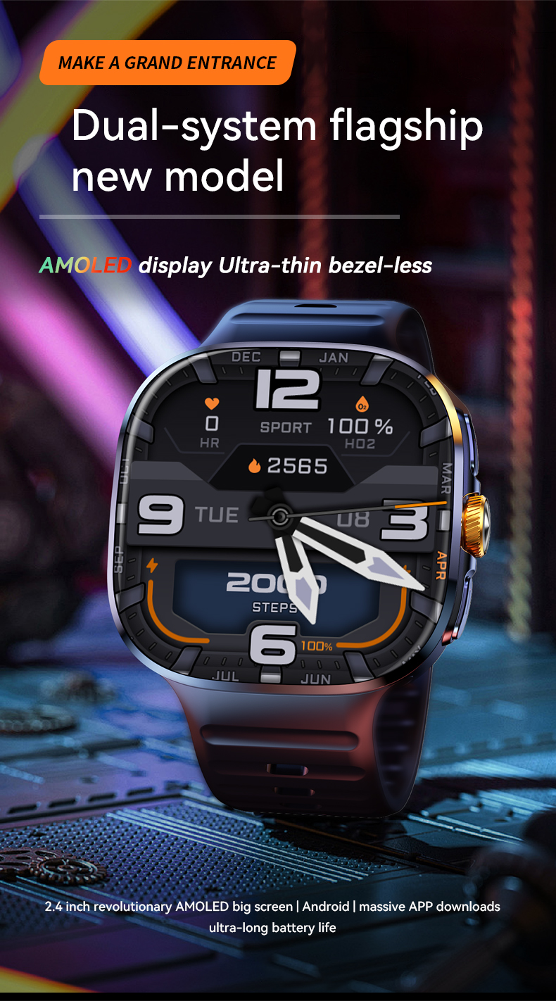 M99 AMOLED 5G Smart Watch SIM Card GPS Navigation Heart Rate Sleep Tracker Alarm Clock Magnetic Video Call