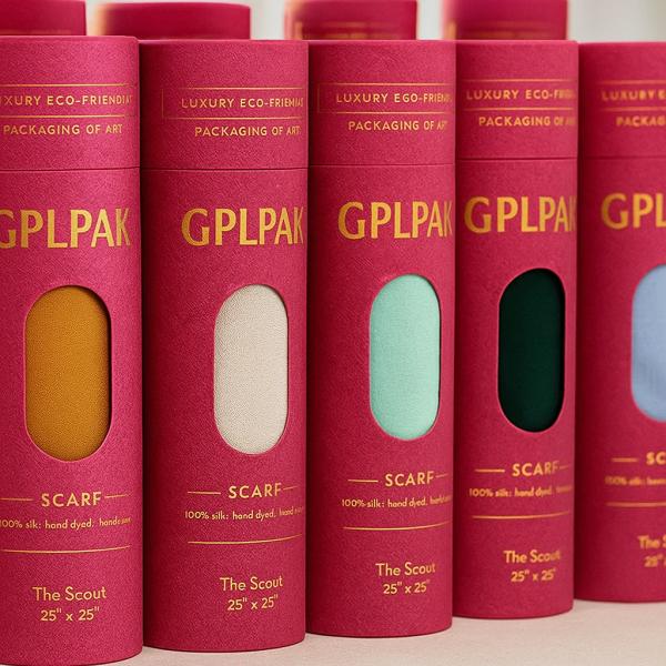 Unique Design Kraft Paper Scarf Cylinder Gift Box With Display Window For Underwear Clothing Packaging