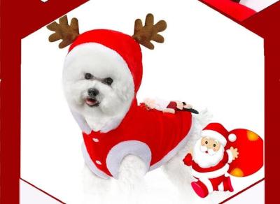 Christmas Pet Clothes Dog Hooded Coat Lint Material With Geometric Patterns