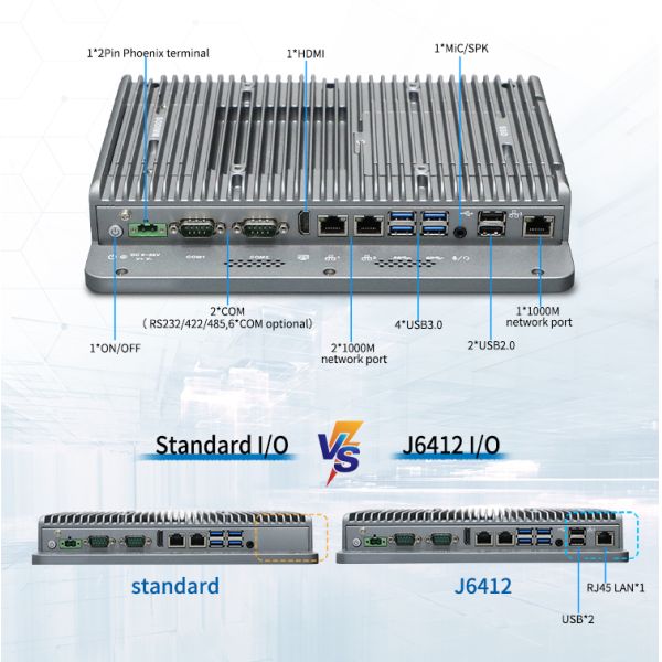 10.1 Inch J6412 CPU Industrial Panel PC with Aluminum Alloy Casing and Embedded Touchscreen