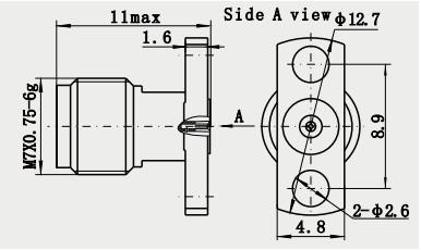 conector fêmea de Jack Straight RF do conector de 50Ohm MMW 2.4mm RF
