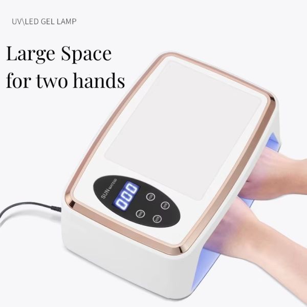 2-in-1 Hand Pillow UV LED Nail Lamp with 90 PCS Light Beads and 380W High Power for Salon and Home Use