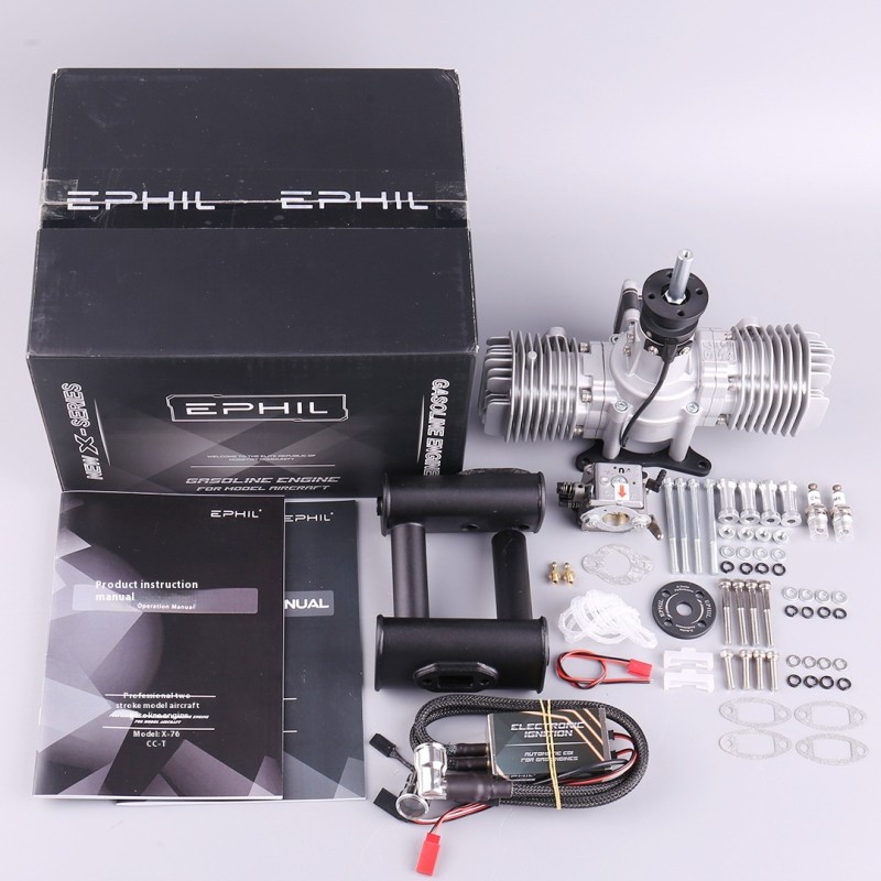 X-76cc-T Model Metal Airplane Gasoline Opposed Twin-Cylinder Two-Stroke Fixed-Wing Engine