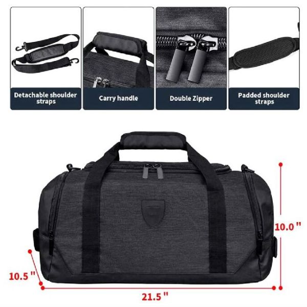 Waterproof Shoulder Travel Sports Gym Duffel Bag with Shoe Compartment