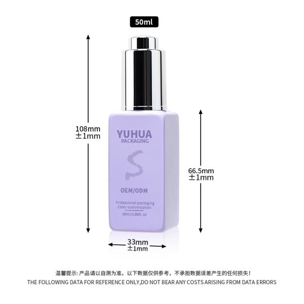 Square Serum Dropper Bottles with Silk Screen/Hot Stamping/Labeling Printing in Clear Green Blue or White