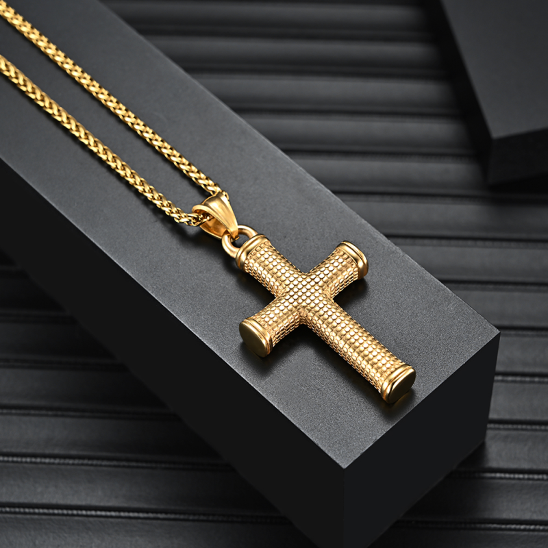 Cross Necklace for Men Vintage Gold Cross Pendant Mens Cross Necklace Christian Jewelry Religious Gifts