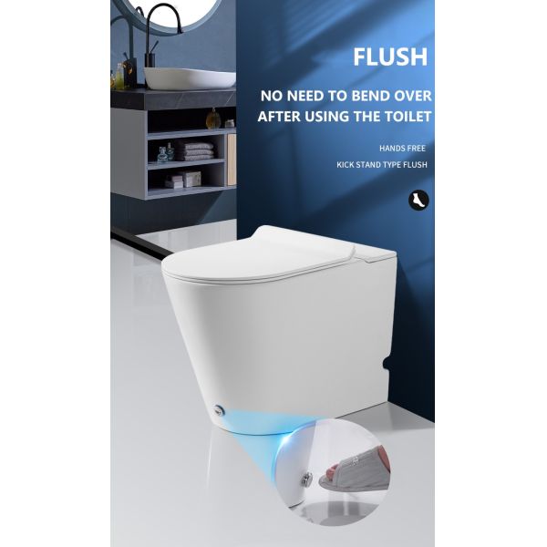 Modern Design Style Bathroom Ceramic Wall-Mounted Toilet Set with Foot Touch Flush