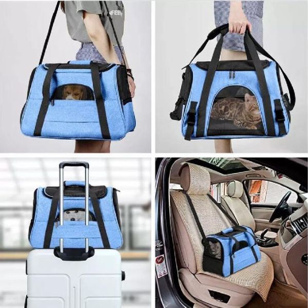 Oxford Nylon Pets Travel Bags With Safety Inner Leash
