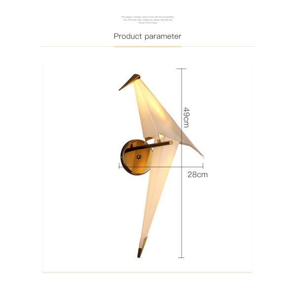 LED Bird Design Wall Lamp Bedside Lamp Creative Origami Paper Crane Wall Light(WH-OR-18)