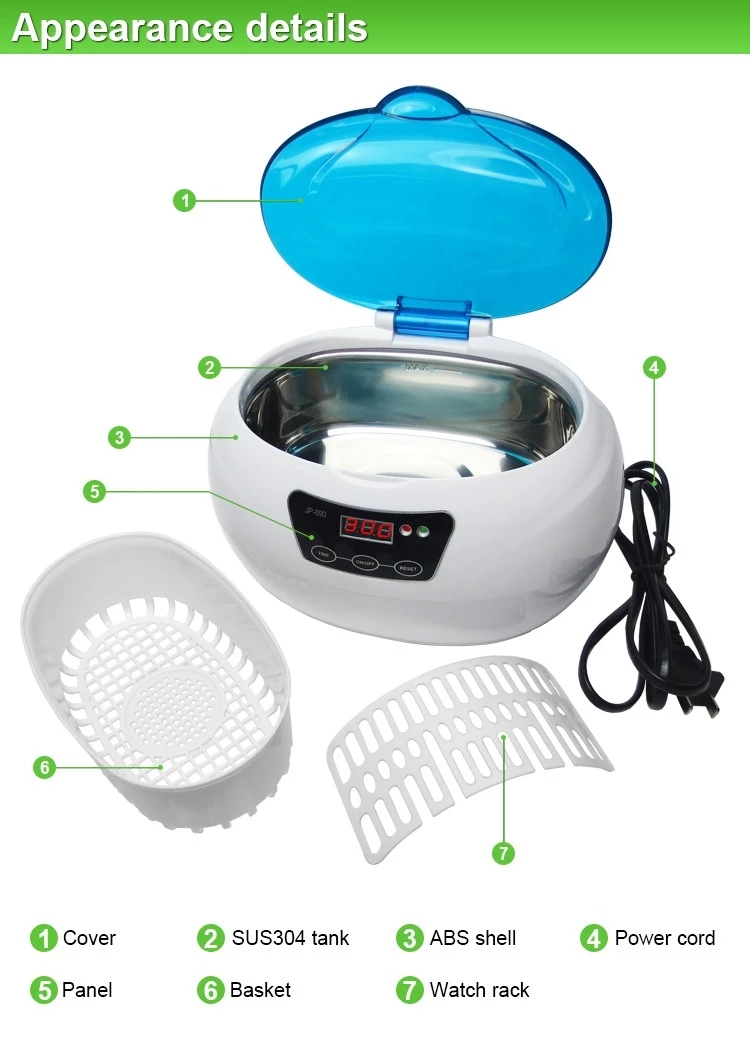 Ювелирные изделия домочадца Skymen 600ml 40KHz ультразвуковые и танк стеклянного уборщика SUS304