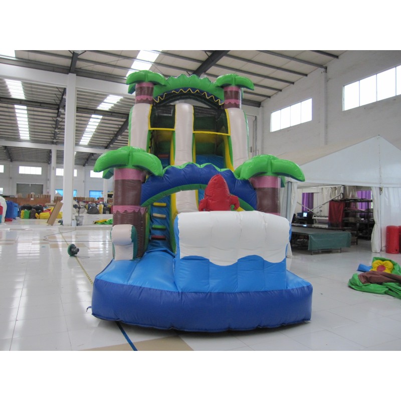 PVC Material Water Slide Inflatable Commercial Adults Kids Size Nice Palm Tree Backyard Inflatable Large Slide
