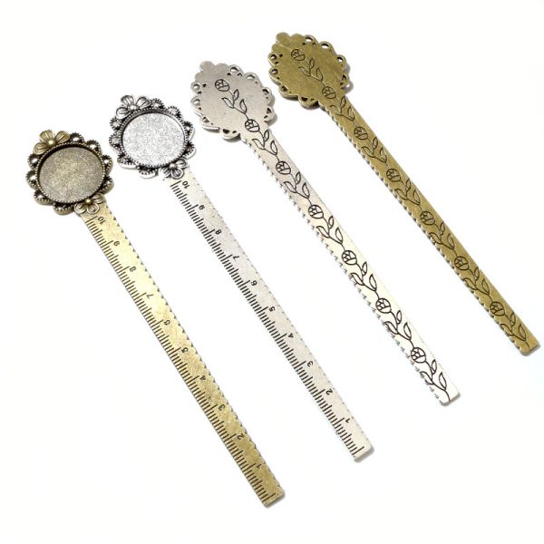 Sublimation Ruler Bookmark Base Tray Cabochon Base Blanks Settings And Glass Cabochon Cameo DIY Jewelry Making Accessories
