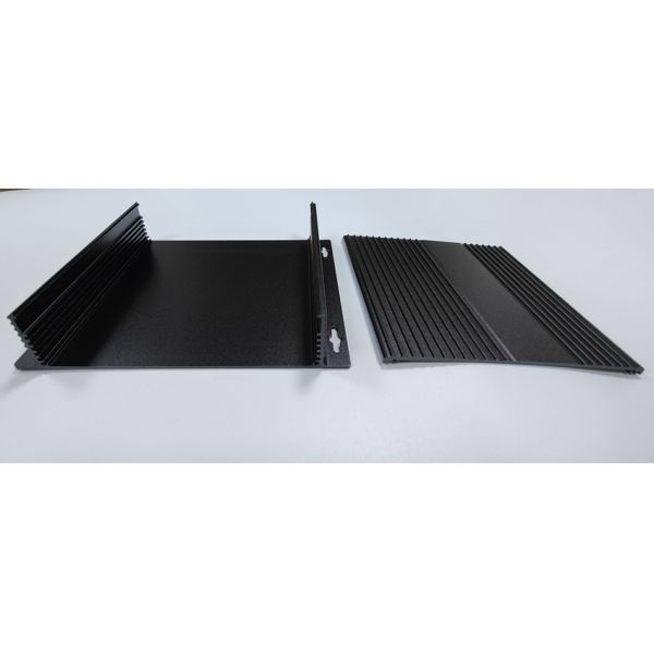 160*46*150mm Anodized Black Aluminum Cooling Case With Flange Wall Mount