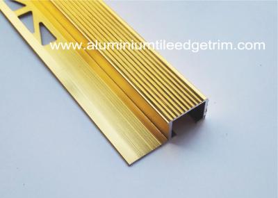 Brushed Metal Aluminum Stair Nosing , Ti Gold Metal Stair Bullnose For Ceramic Tile