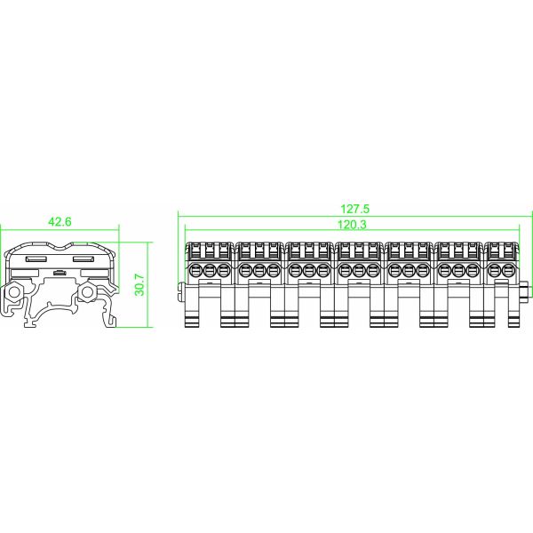 Crimp Connection 20 Pins Screwless Din Rail Wire Terminals