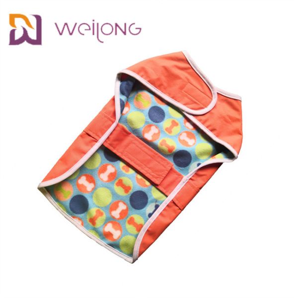 Embroider Print Polar Fleece Lined Dog Raincoat Dog Rain Suit