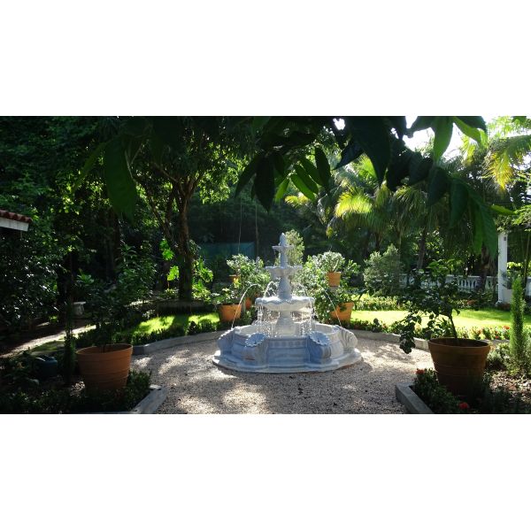 Outdoor park stone white fountain,white marble garden carving water fountain ,China stone carving Sculpture supplier