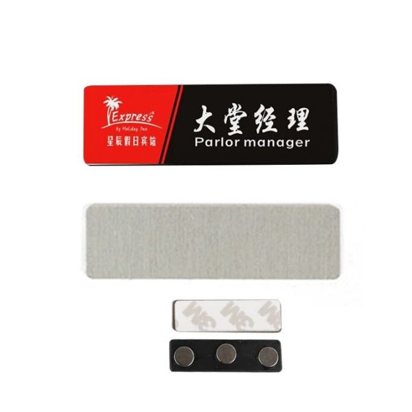 Coated Sublimation Aluminum Name Tag Custom Print Name Badge Pin Clips