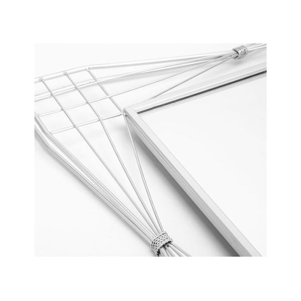 Modern Home Decor Square Mirrored Wall Art Silver Hollowed-out Metal Frame