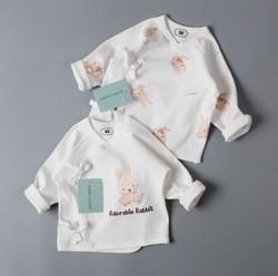 Custom Oem Odm Newbron Baby Boys Girls Top Draw-string 100%cotton Toddler Kids Clothing TOP
