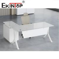 Ékintop Bureau informatique en forme de L Bureau en verre exécutif