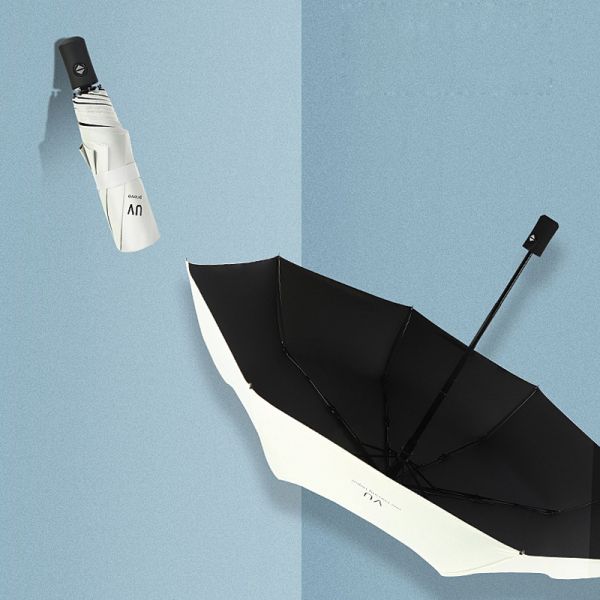 Rubber Coated Handle Vinyl Sunscreen Anti-Ultraviolet Sun and Rain Dual- Folding Umbrella