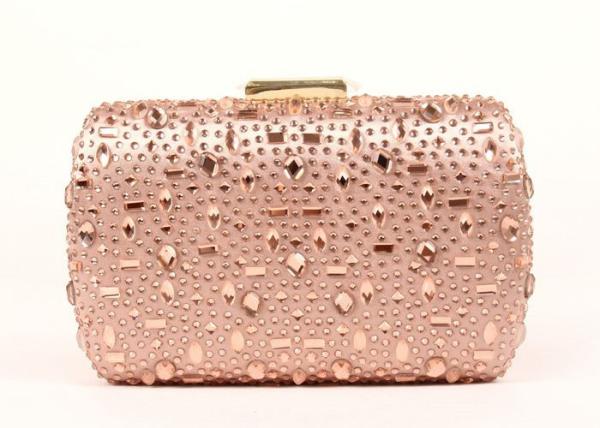 Bling Champagne Rhinestone Clutch Evening Bag , Hot Fixed Box Clutch Evening Bags