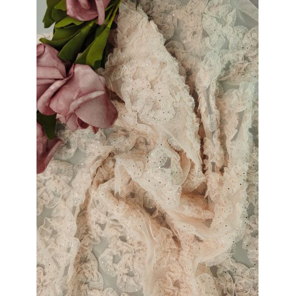 Фольга ткани шнурка вязания крючком пинка 3D флористическая покрыла детей вышивки одевает шнурок