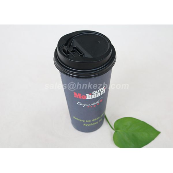 Food Grade Black Coffee Paper Cups , Disposable To Go Coffee Cups Insulated