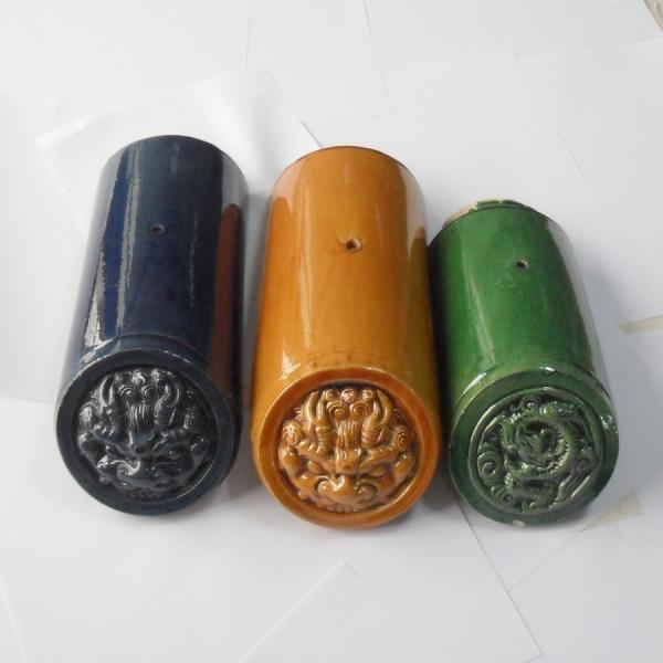 Asian Buddhist Chinese Roof Ornaments Glazed Temples Decoration Golden Yellow