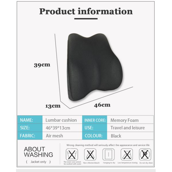 Memory Foam Lumbar Back Support Cushion for Full Pain Relief and Office Chair Comfort