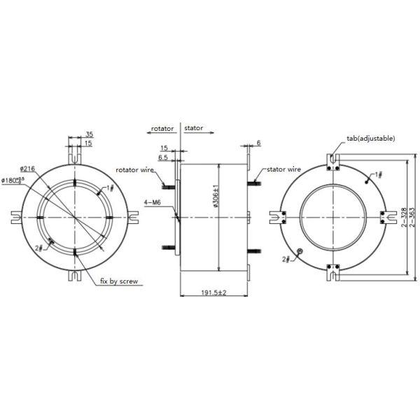 Anillo colectando grande del diámetro interior de la tabla rotatoria, anillo colectando conductor 380VAC/24VDC