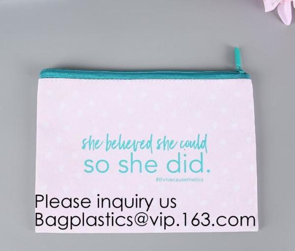 Necessary Black Pouch Canvas Print Makeup Cosmetic Bag,Personalized Custom Wholesale Canvas Material Makeup Cosmetic Bag