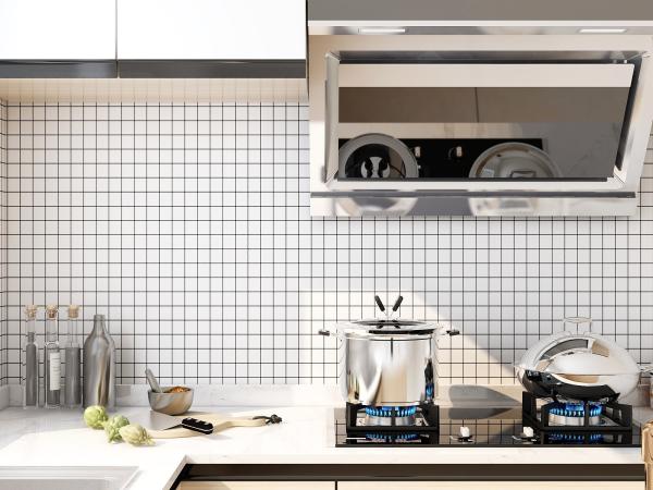 Black Grid 3D Adhesive Wallpaper 3D Wall Stickers Waterproof For Kitchen Bathroom