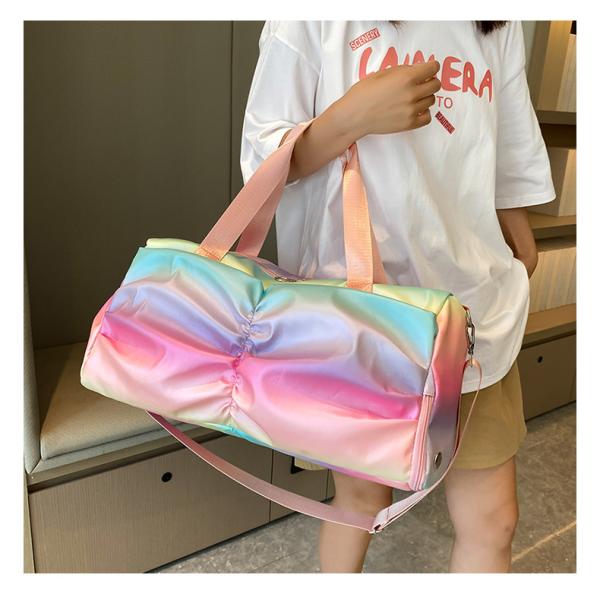 Gym Bag Sports Duffle Bag With Wet Pocket Weekender Overnight Bag With Waterproof Shoe Pouch And Air Hole For Girls Kids Women Travel Foldable Bag