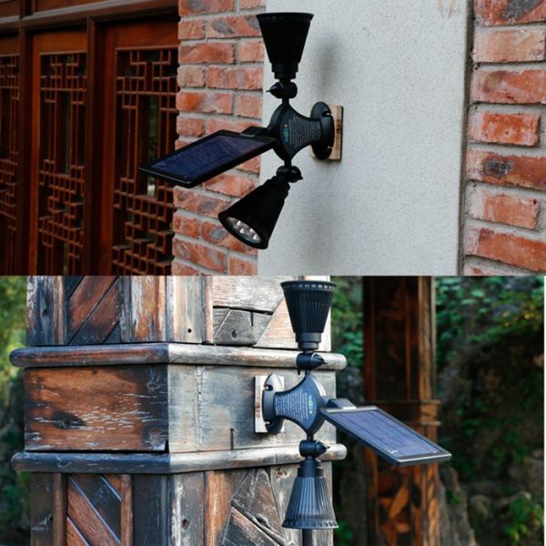 12LEDs 20-600Lumen Solar Motion Sensor Spotlight Dual Head Solar Spotlight
