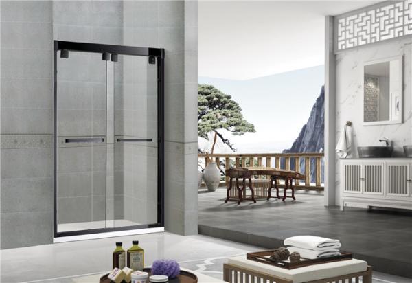 Sand Black Inline Double Sliding Glass Shower Screen Aluminum Alloy  CE Certification