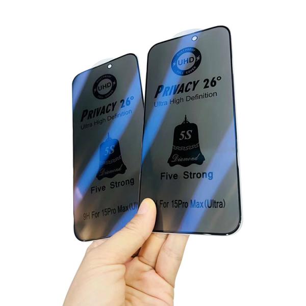 Uhd High Quality High Definition Five Strong Full Coverage Tempered Glass Privacy Screen Protector For Iphone