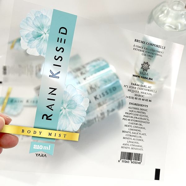 Custom Intensive Printing logo Perfume Bottle clear Sticker Label Essential Perfume Bottle with Glass Transparent Sticker Label