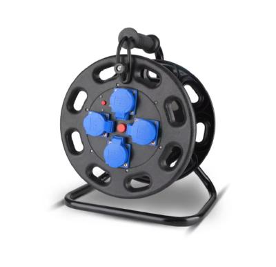 4 Way General Sockets IP44 Retractable Iron 15M 20m 50m 100m Cord Reel Customized Length EU Cable Reel Drum
