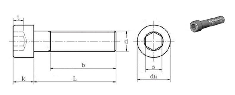 Полностью продетый нитку винт с головкой под торцевой ключ оцинковывает легированную сталь класса 12,9
