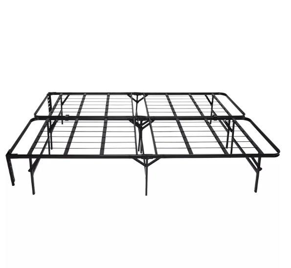 Queen Size Black Metal Double Folding Bed Frame with Storage Space Hotel Room Essential