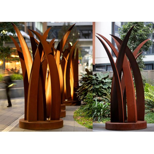 Garden Decoration 2.8m Tall Corten Steel Reed Sculpture