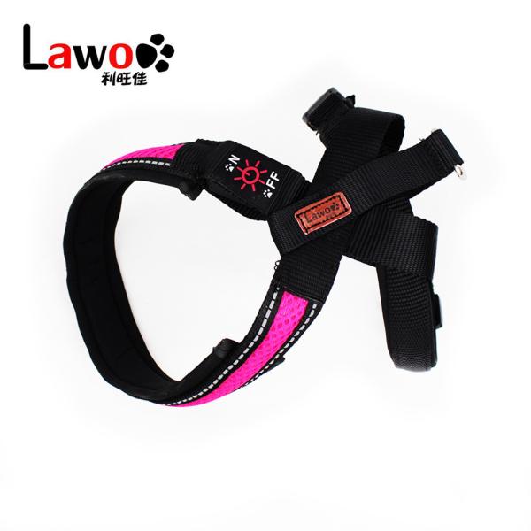 Rechargeable Airmesh Material Led Dog Harness , Easy Walk Dog Collar