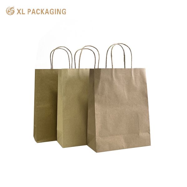 XL Packaging Custom Logo Recycled Kraft Shopping Bags Boutique Style Easy-Carry Design Sustainable Material Perfect For Everyday Shopping Gift Packaging Eco-Conscious Brands